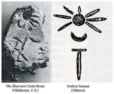 Left: Inanna, Goddess of Love and Queen of Heaven. Right: Inanna in Dimlun